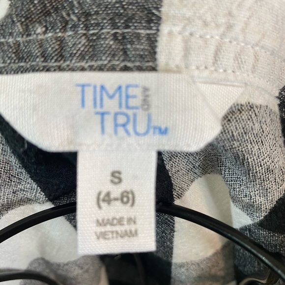 Time and Tru size small black gray white checkered 3/4 length sleeve casual - Picture 7 of 8